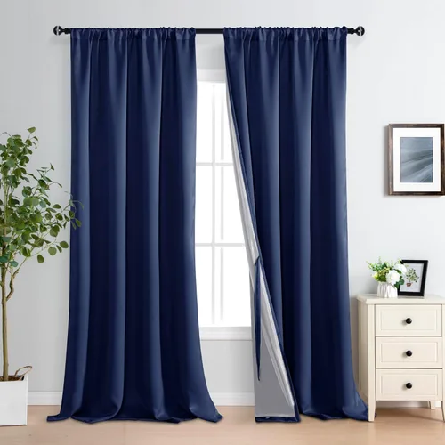 Vista 43 de XWZO Cortinas 100% opacas de 84 pulgadas de largo con alzapaños, protección de privacidad, paneles de ventana de eficiencia energética con forro