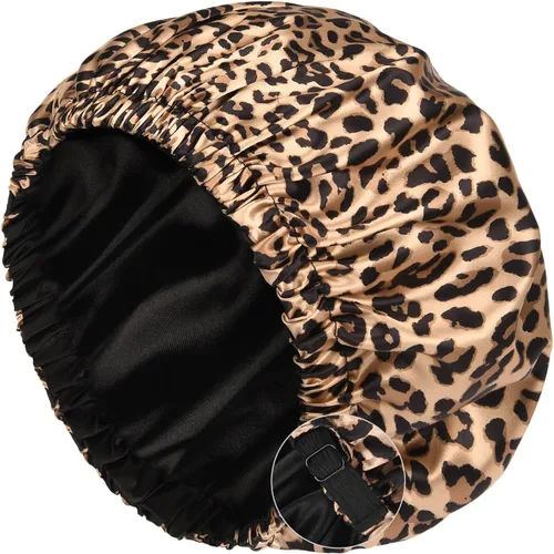 Vista 12 de YANIBEST Gorro de Seda de Satén para Dormir para Mujeres y Hombres, Gorro de Cabello Ajustable de Doble Capa para Rizos y Trenzas para Reducir