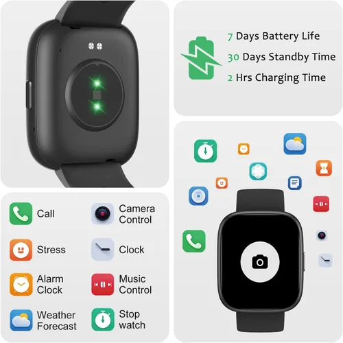 Vista 6 de Reloj inteligente para Android/Samsung/iPhone, rastreador de actividad física con IP68 impermeable para hombres, mujeres y niños, reloj inteligente