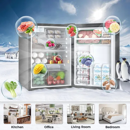 Vista 7 de Antarctic Star - Refrigerador mini compacto con congelador, 2.6 pies cúbicos. Puerta única ajustable con estantes extraíbles para Negro