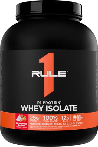 Vista 10 de Rule 1 R1 Proteína aislada de suero – con 0.88 oz de proteína y 0.21 oz de BCAA exclusivamente de fuentes aisladas e hidrolizadas