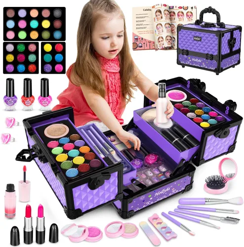 Kit de 59 juguetes de maquillaje para niñas, no tóxico, juego de simulación