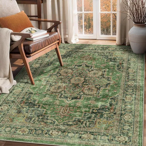 Vista 31 de Alfombra de pasillo vintage de 2 x 6 pies de pelo bajo Marrón beige