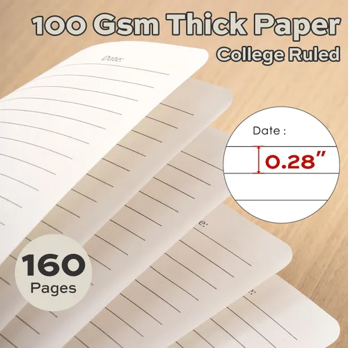 Vista 4 de deli Beige Lined Spiral Journal Notebook, 160 Pages, A5 (5.5"x8") Hardcover Writing Notebook, College Ruled Spiral Bound Journal for Women & Men