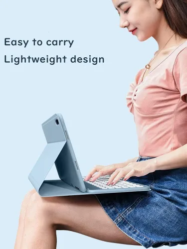 Vista 4 de Funda de teclado para iPad 6ª 5ª generación 9.7 pulgadas Air 2 Pro 9.7 linda llave redonda inalámbrica desmontable BT Color teclado cubierta