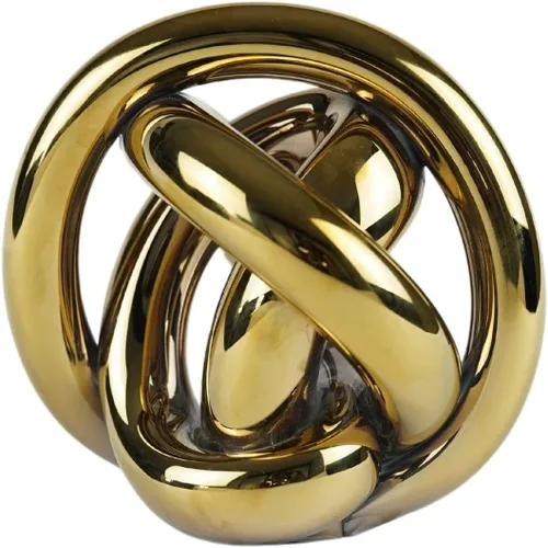Vista 7 de Hand Blown Glass Serpentine Knot Abstract Sculpture - Deep Blue Home Decor Art - Unique Ocean Toned Ball Ornament (Large)