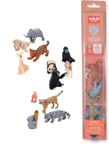 Wild Republic Bebé de animales, tubo de figuras de juguete, regalos para niños, canguro, koala, cachorros de tigre, guepardo, elefante, oso negro y