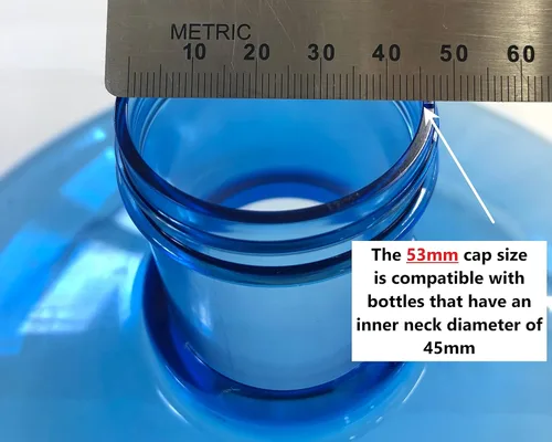 Vista 6 de Tapas roscadas/atornillables para botellas de plástico dispensadoras de agua, jarras con tapas de tamaño de 2.087 in (2 unidades)