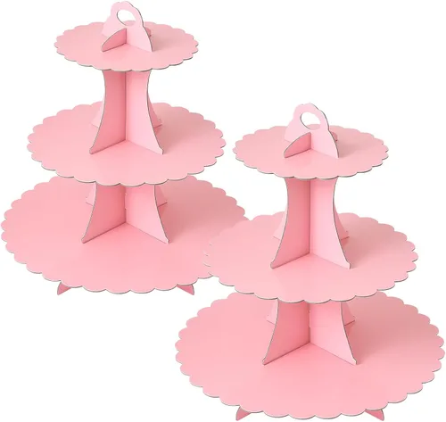 Vista 11 de Soleebee Soporte para Cupcakes de 3 Niveles, Torre de Cupcakes de Cartón, Torre de Soporte para Pasteles de Postre para Decoración de Cumpleaños