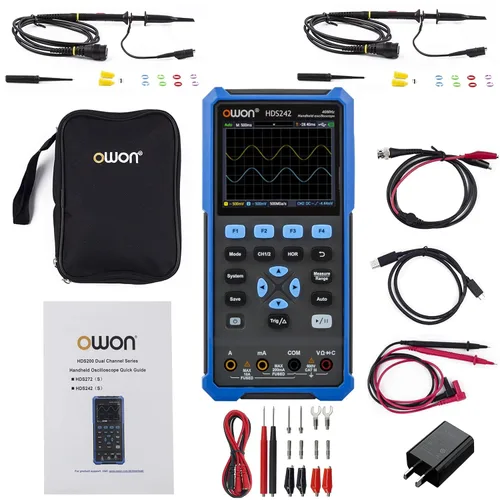 Vista 10 de Osciloscopio HDS272S, Osciloscopio de Mano Multímetro 70MHz Ancho de Banda 3 en 1 Generador de Forma de Onda Portátil con LCD de 3.5