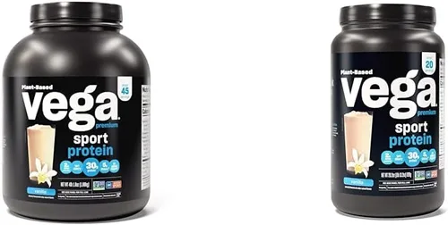 Vega Proteína deportiva de vainilla en polvo premium, vegana, sin OMG y proteína deportiva de primera calidad, vegano, sin OMG