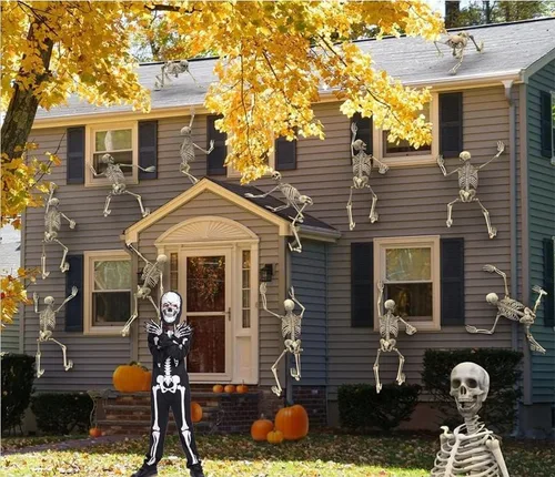 Vista 4 de Sincere Party - Disfraz de esqueleto que brilla en la oscuridad, para Halloween, para niños y niñas