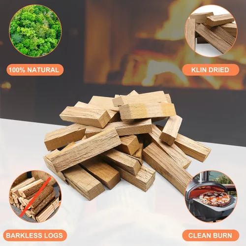 Vista 4 de Horno de pizza de madera, madera de roble secada al horno para hornos de pizza, troncos sin corteza de 6 pulgadas, ideal para Ooni, Gozney, estufa