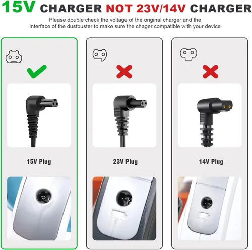 Vista 3 de Cargador de 15 V compatible con Black and Decker Dustbuster cargador de mano de repuesto para aspiradora