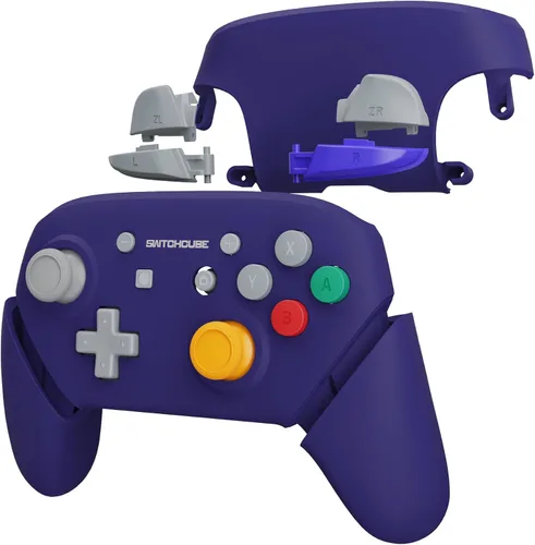 Vista 6 de eXtremeRate Classic SwitchCube - Placa frontal con asas para Nintendo Switch Pro, carcasa de repuesto suave al tacto con botones de juego completo