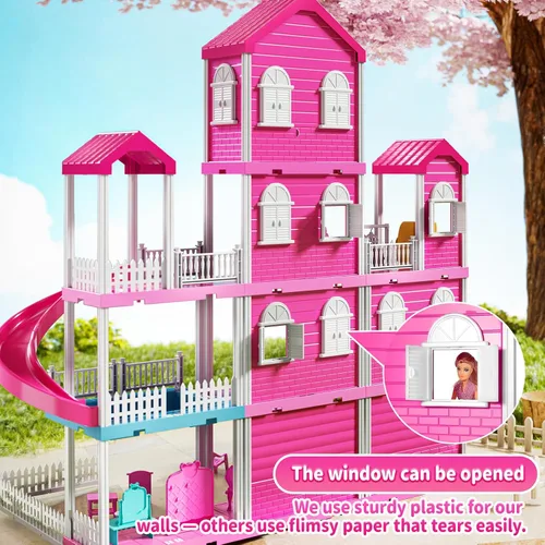 Vista 5 de Pink Girl House Playset para niños de 3 a 8 años - Juguete