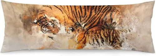 Vista 8 de Funda de almohada corporal con cremallera para el invierno, diseño de animales raros, ojos y retrato, bestia tranquila, fundas de almohada