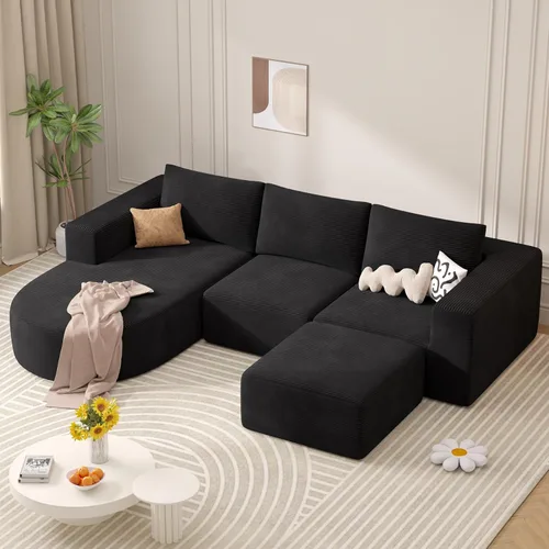 Vista 27 de Sofá cama modular, sofás de nube convertibles para sala de estar, 2 tumbonas de pana sin hueso, sofá cama de gran tamaño para dormitorio,