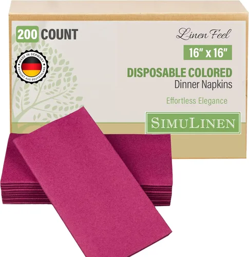 Vista 14 de SimuLinen Servilletas de Cena Desechables Amethyst - Servilletas de Papel Moradas con Sensación de Lino Similar a Tela para Bodas, de Lujo 16"x16