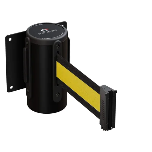 Vista 19 de Crowd Control Warehouse - Serie CCW WMB-125 Barrera de cinturón retráctil de montaje fijo en pared - Cinturón negro de 11 pies con estuche de acero