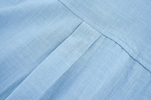 Vista 7 de Hestenve Guayabera - Camisas para hombre con botones de manga corta para campamento cubano, camisas de playa de algodón