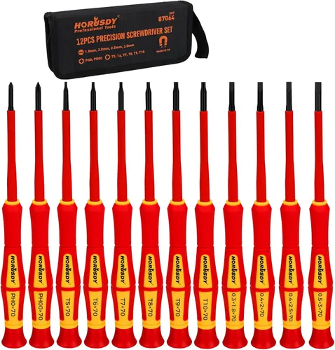Vista 10 de HORUSDY Juego de destornilladores magnéticos de 6 piezas, 3 Phillips y 3 puntas de cabeza plana para fijar, cincelar y aflojar tornillos agarrados