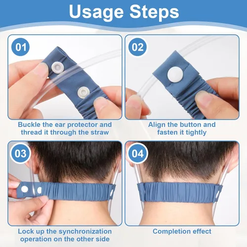Vista 5 de Correa de cánula nasal para protección de oídos, protectores de oídos para tubos de oxígeno, correa de cánula para la cabeza, ajuste seguro para Azul