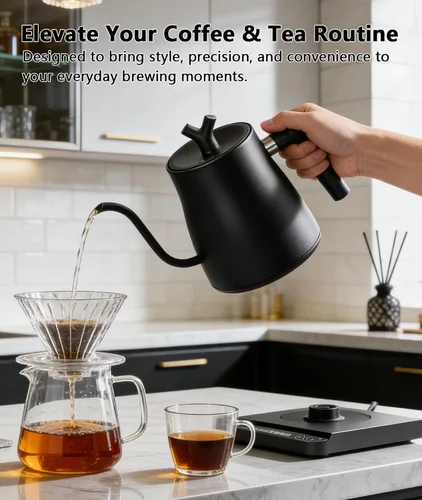 Vista 7 de Hervidor eléctrico de cuello de cisne, hervidor de café con control de temperatura variable, calentamiento rápido de 1200 W, mantiene el calor