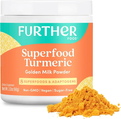 Further Food Superfood - Polvo de raíz de cúrcuma, mezcla de leche dorada, 2.12 onzas