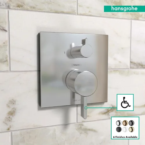 Vista 3 de hansgrohe Ecostat Válvula de presión de balance moderno para ducha con desviador en cromo, 15862001
