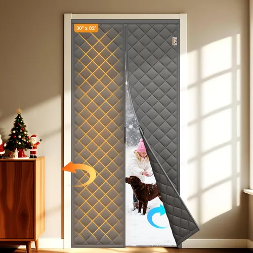Vista 34 de Yotache - Cortina magnética aislada térmica para puerta, se adapta a puertas de 28 x 78 pulgadas, cortina de 30" x 80", material Oxford resistente a