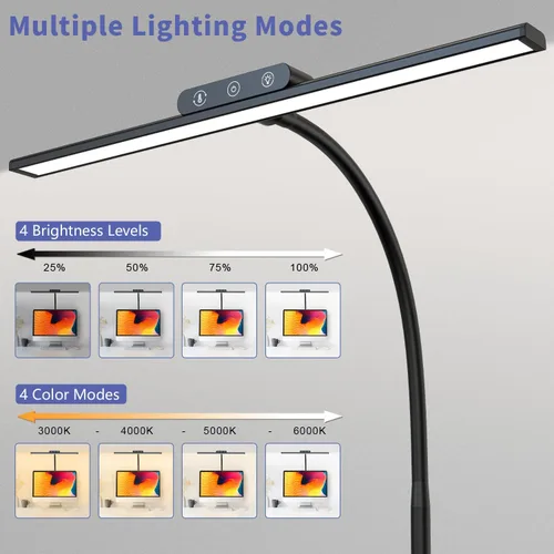 Vista 2 de KableRika Lámpara de escritorio LED con base: luces de escritorio brillantes para oficina en casa - Lámparas de mesa de lectura para el cuidado