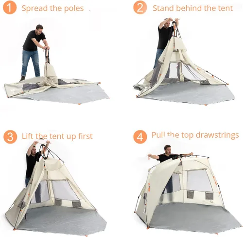 Vista 5 de Easthills Outdoors Instant Shader Deluxe XL - Tienda de campaña de playa fácil de 99 pulgadas de ancho para 4 a 6 personas, porche extendido