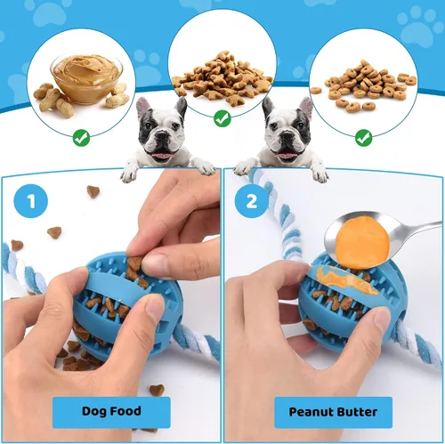 Vista 4 de Juguetes interactivos para perros, ayudas de entrenamiento en jaulas para cachorros, dispensadores de golosinas de comida para perros con Azul