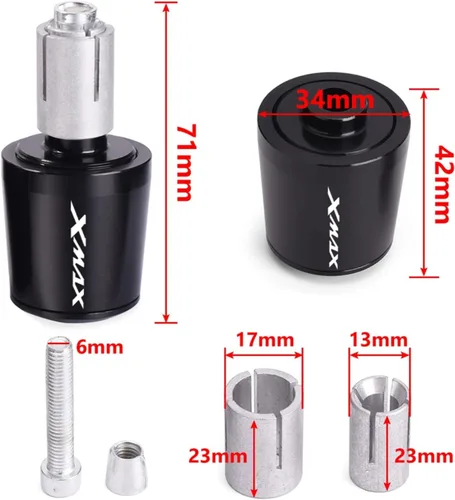 Vista 2 de Motorcycle CNC Motorcycle Hand Grips Bar End Plug Moto Handlebar Caps for Xmax 125 250 300 400 X-MAX 2016 2017 2018 2019 2020 2021 Handle end