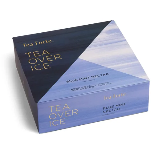 Vista 3 de Tea Forte Tea Over Ice Blue Mint Nectar - Mezcla Premium de té helado de hierbas orgánicas sin cafeína, 5 bolsas de té con infusor piramidal hechas