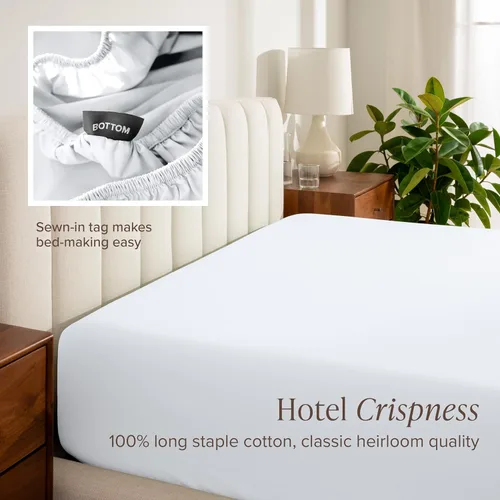 Vista 6 de Bare Home Juego de sábanas y fundas de almohada de 100 % algodón orgánico para cama individual, tejido percal vigoroso, ligero y transpirable