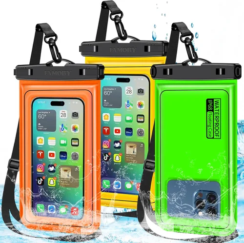 Vista 10 de Paquete de 5 bolsas impermeables universales blancas de hasta 8.3 pulgadas, funda impermeable para teléfono grande, nivel de protección: IP68