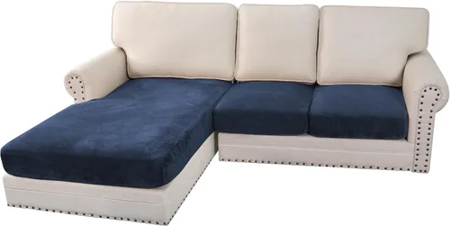 Vista 130 de H.VERSAILTEX Funda de cojín elástica de terciopelo para sofá, funda de cojín de felpa para cojines de silla, protector de muebles, cojín de asiento