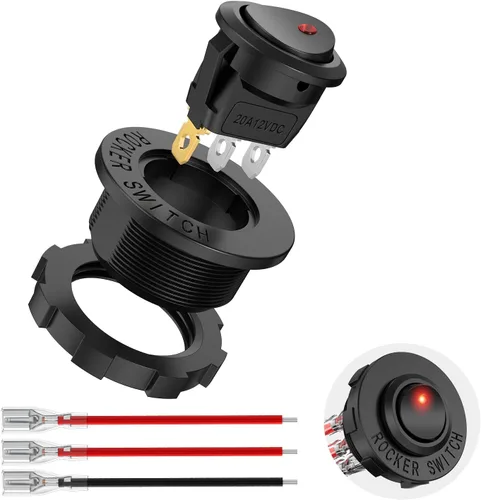 Vista 11 de Nilight Interruptor de palanca basculante de 12 piezas, 3 pines 12V 20A con cable, luz LED redonda, interruptores de encendido y apagado SPST