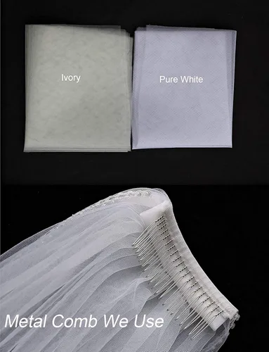 Vista 7 de EllieHouse Velo de novia de 2 niveles con peine para mujer, estilo catedral de encaje para boda L01