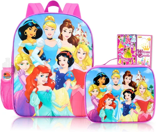 Mochila de princesa Disney con juego de lonchera para la escuela y más