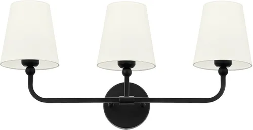 Vista 27 de Luz de Tocador de Baño de 2 Luces, Candelabro de Pared Doble Dorado Cepillado con Pantalla de Tela Blanca Abierta, Candelabros Modernos