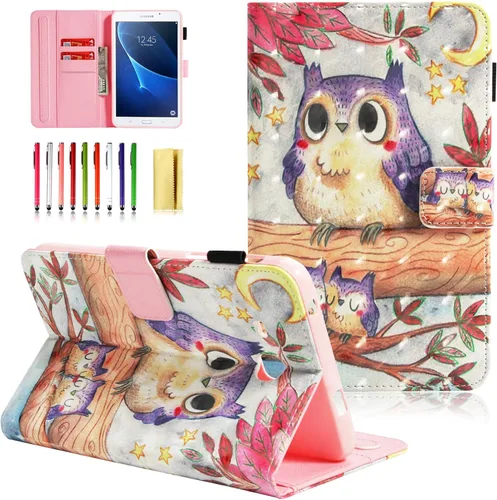 Vista 16 de Funda para Samsung Galaxy Tab A 7.0 2016 (SM-T280/T285) con portalápices [Encendido/apagado automático] Folio Stand Smart Magnetic Wallet Embossed