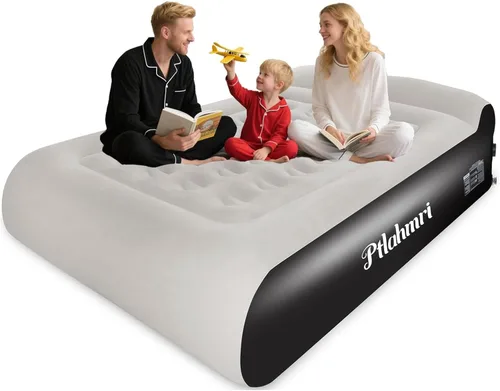 Vista 8 de Colchón de aire Queen Full con bomba incorporada para camping de 16" de alta velocidad, colchón inflable con inflación completada en 3 minutos