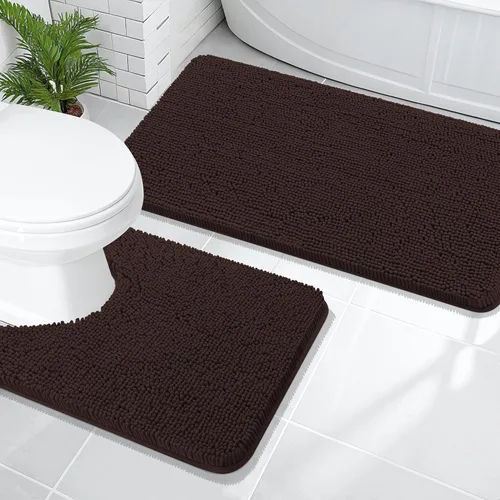Vista 147 de OLANLY Juego de 2 alfombras de baño de felpilla suave y absorbente, antideslizantes, de secado rápido, lavables a máquina, accesorios de decoración