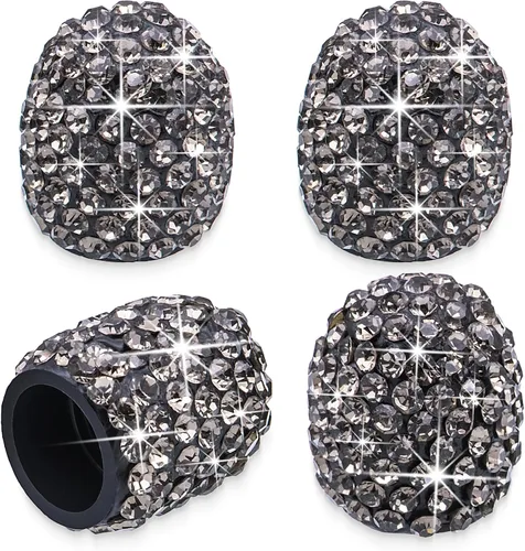 Vista 23 de 4 tapas de válvula de vástago de neumático de diamantes de cristal brillante, a prueba de polvo, tapas universales para válvulas de neumáticos
