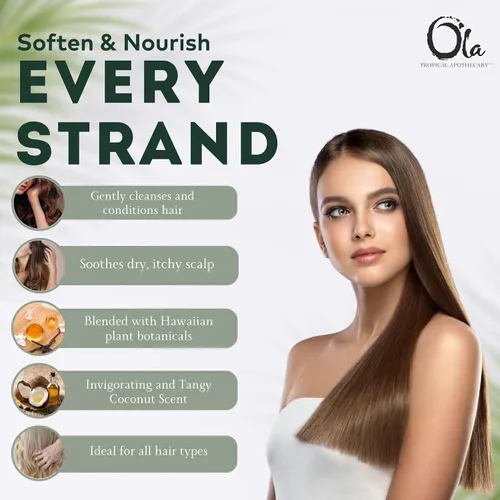 Vista 4 de Ola Tropical Apothecary Coconut Organic Champú y acondicionador para el cabello Combo - 8 onzas líquidas cada uno