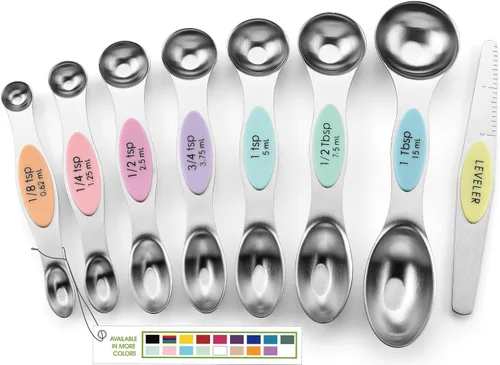 Vista 46 de Spring Chef - Juego de 8 cucharas medidoras magnéticas de acero inoxidable, color negro