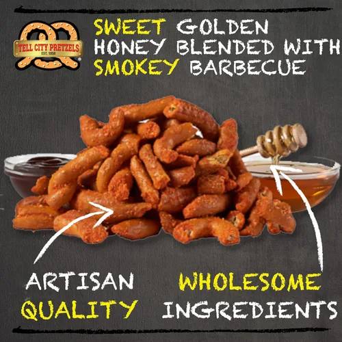 Vista 4 de Tell City Honey BBQ - Pretzels duros crujientes con sabor a barbacoa de miel, 12 onzas